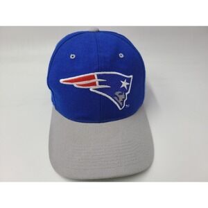 Vintage New England Patriots ANI Snapback Hat Cap Wool NFL Football Blue Gray